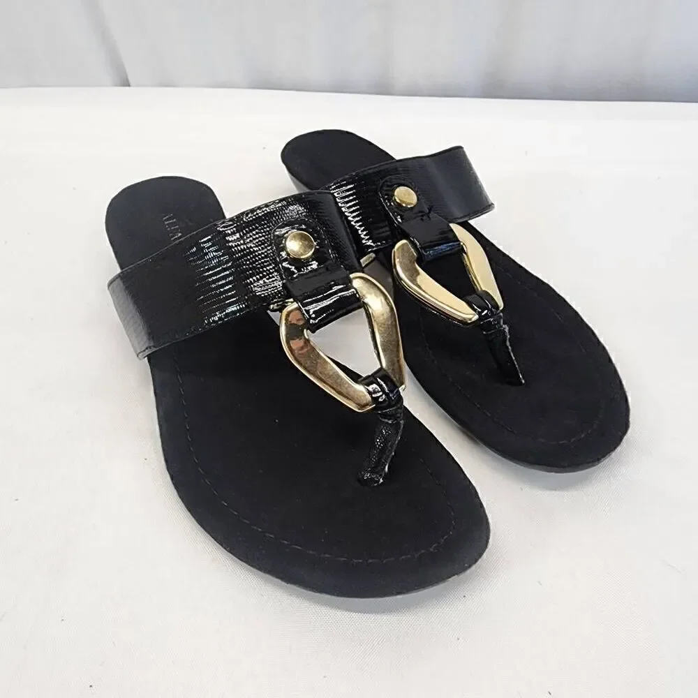 Alfani Forray Sandals Black And Gold  Women's Size 6.5